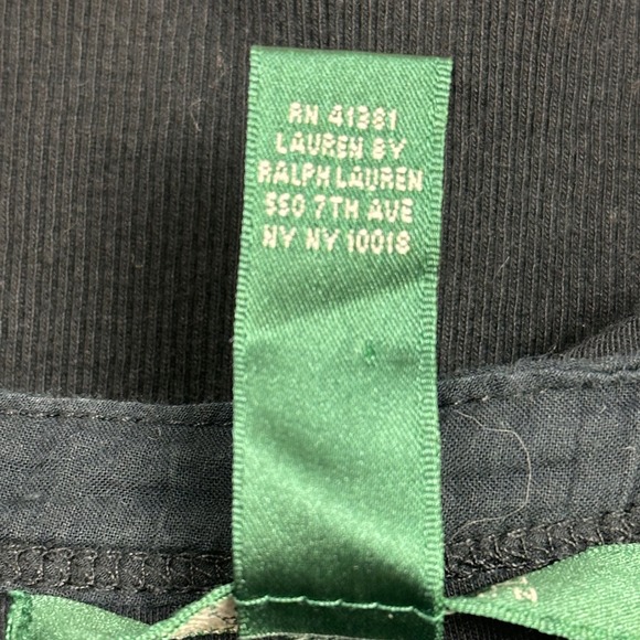 Lauren Ralph Lauren Black Ribbed Cotton Ruffle V-Neck Sleeveless Top Large - Picture 4 of 14